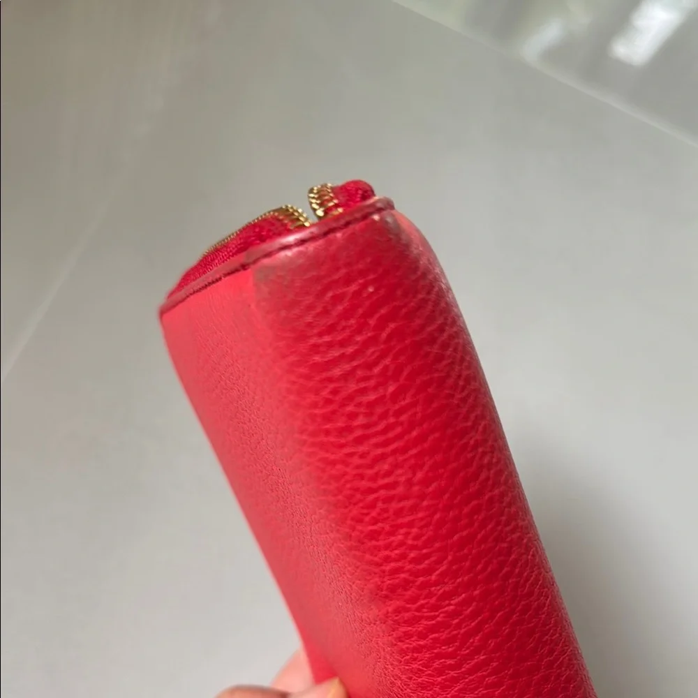 Authentic Tory Burch Red Pebbled Leather Wallet